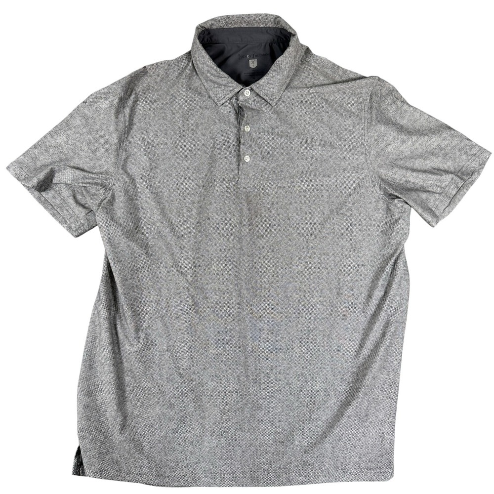 Hickey Freeman Golf Polo Shirt Mens XL Grey‎ Geometric Print Performance Stretch